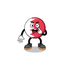 Character Illustration of bahrain flag with tongue sticking out