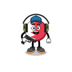 Character mascot of bahrain flag doing shooting range