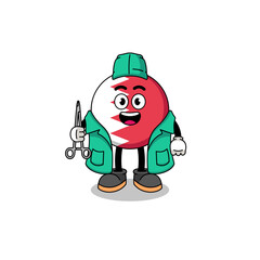 Illustration of bahrain flag mascot as a surgeon