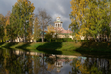 View of the Chinese Village in the Alexander Park of Tsarskoye Selo on a sunny autumn day, Pushkin,...