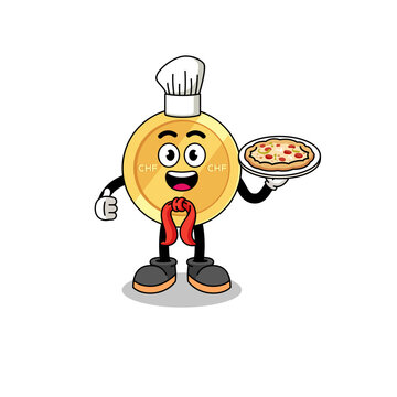 recommend clip art: Illustration of swiss franc as an italian chef