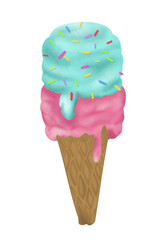 2 Scoop Cone with Sprinkles