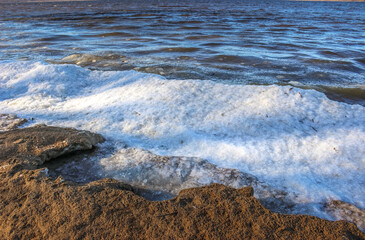 Beautiful winter landscape at the ravine Petrie Island, Ottawa river