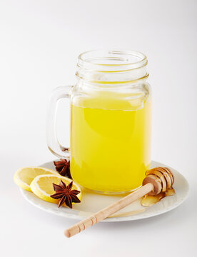 Tumeric tea with honey, lemon and star anise