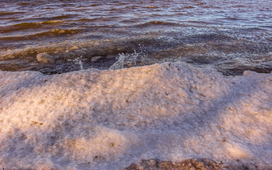 Beautiful winter landscape at the ravine Petrie Island, Ottawa river
