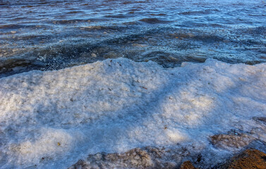 Beautiful winter landscape at the ravine Petrie Island, Ottawa river