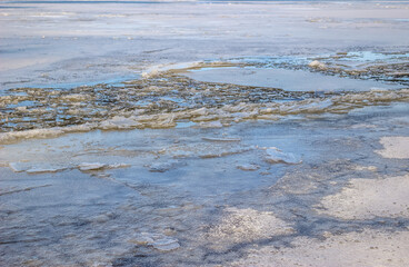 Beautiful winter landscape at the ravine Petrie Island, Ottawa river