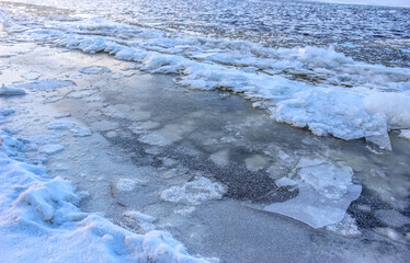 Beautiful winter landscape at the ravine Petrie Island, Ottawa river