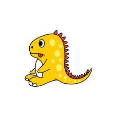 Cute dinosaur sitting illustration logo design