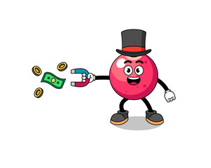 Fototapeta na wymiar Character Illustration of cranberry catching money with a magnet