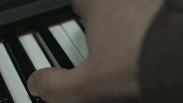 Hands Playing Piano Closeup Black Magic Production Camera 4K