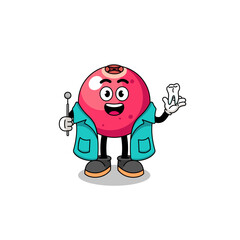 Illustration of cranberry mascot as a dentist