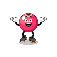 cranberry cartoon searching with happy gesture