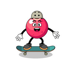 cranberry mascot playing a skateboard