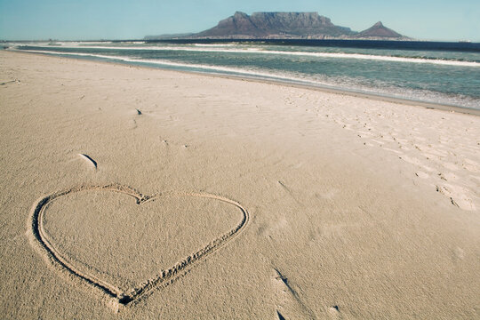 Heart in Sand, Blouberg Beach, Blouberg, Cape Town, Western Cape, Cape Province, South Africa