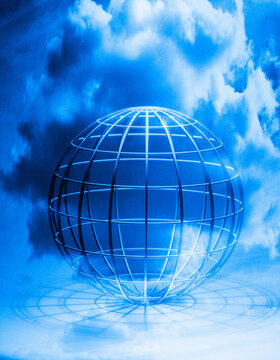 Wire Globe and Clouds