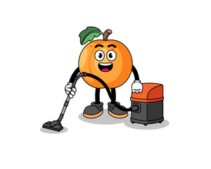 Obraz na płótnie Canvas Character mascot of apricot holding vacuum cleaner