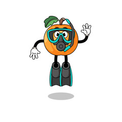 Character cartoon of apricot as a diver