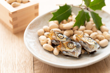 日本の節分　豆まき　鰯　柊