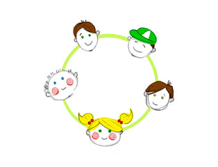 Illustration of Happy Children in a Circle