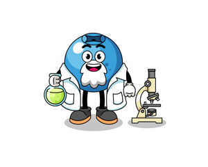 Mascot of blueberry as a scientist