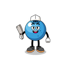 Mascot of blueberry as a butcher