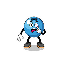 Character Illustration of blueberry with tongue sticking out