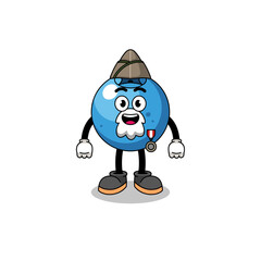 Character cartoon of blueberry as a veteran