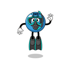Character cartoon of blueberry as a diver