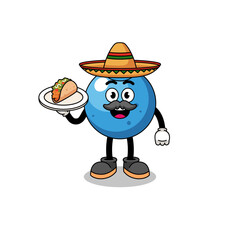 Character cartoon of blueberry as a mexican chef