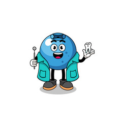Illustration of blueberry mascot as a dentist