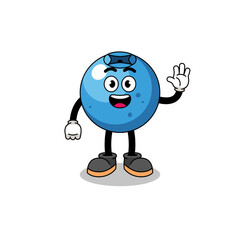 blueberry cartoon doing wave hand gesture