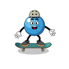 blueberry mascot playing a skateboard