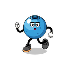 running blueberry mascot illustration