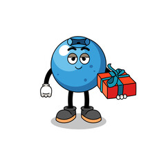 blueberry mascot illustration giving a gift