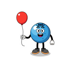 Cartoon of blueberry holding a balloon