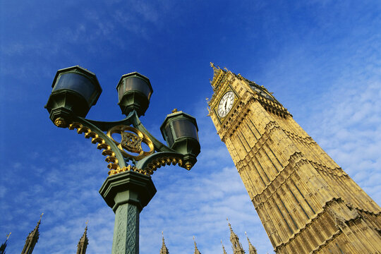 Big Ben and Street Lamp, London, England