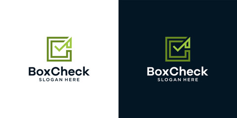 Box logo design template with checkmark and letter C graphic design illustration. icon, symbol, creative.