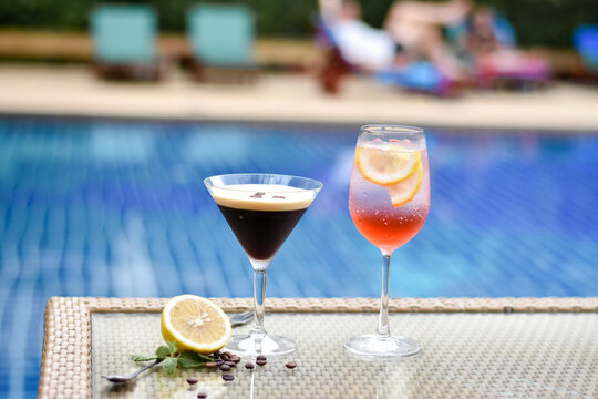 glass of champagne on the beach