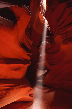 Shaft of Light in Canyon, Antelope Canyon, Page, Arizona, USA