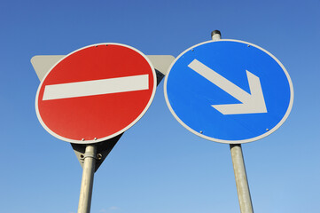 Do Not Enter Sing and Direction Sign, Bavaria, Germany