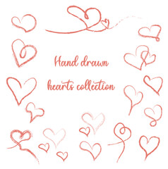 hand drawn hearts cute simple romantic holiday, wedding elements 