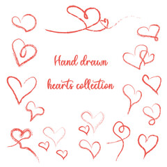 set of hand drawn hearts Happy Valentine's Day Vector illustration