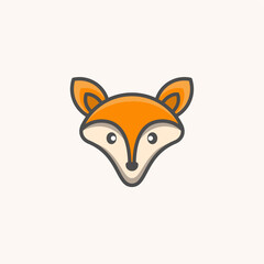 Cute Fox Cartoon Design Logo