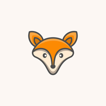 Cute Fox Cartoon Design Logo
