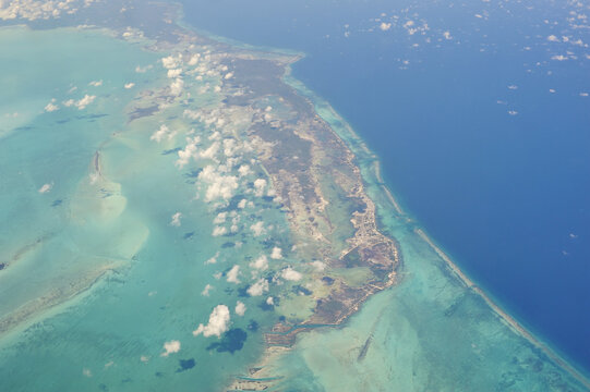 Aerial View of Coastline, San Pedro and Caribbean Sea, Belize