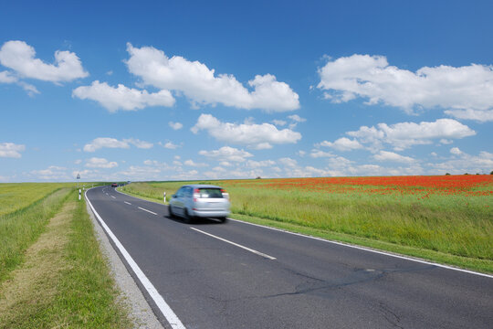 Road through Farmland, Franconia, Bavaria, Germany