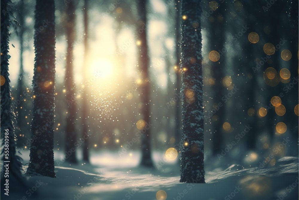 Sticker winter forest background