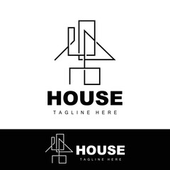 House Logo, Simple Building Vector, Construction Design, Housing, Real Estate, Property Rental