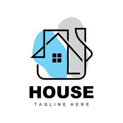 House Logo, Simple Building Vector, Construction Design, Housing, Real Estate, Property Rental